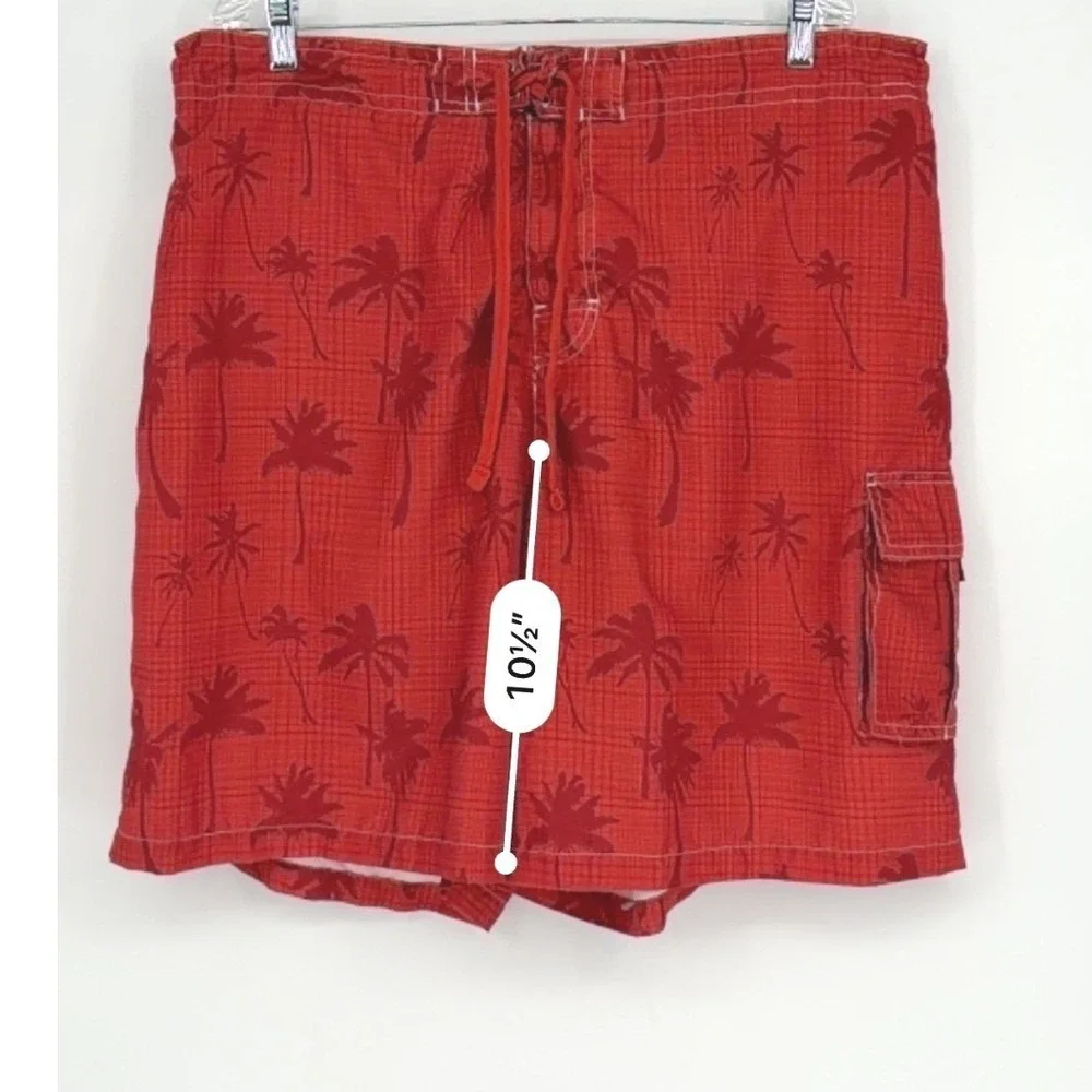 Junction West Orange Palm Tree‎ Cargo Board Shorts XL Beach Resortwear 101-10
